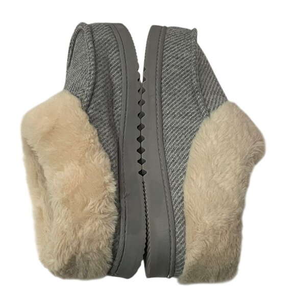 Dearfoams Women's Clog Slippers Gray Faux Fur Memory Foam Total Comfort L 9-10 - Picture 5 of 9